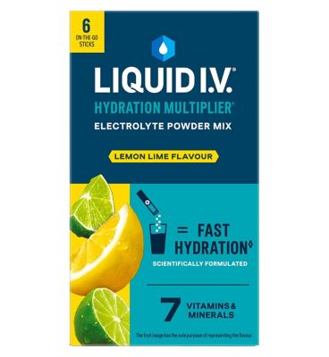 Liquid I.V. Hydration Multiplier Electrolyte Powder Mix Lemon Lime 6 Sachets
