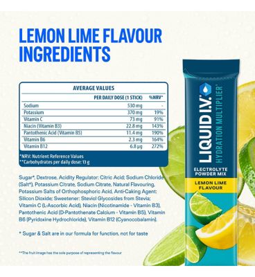 Liquid I.V. Hydration Multiplier Electrolyte Powder Mix Lemon Lime 6 Sachets (2)