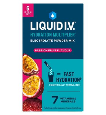 Liquid I.V. Hydration Multiplier Electrolyte Powder Mix Passion Fruit 6 Sachets
