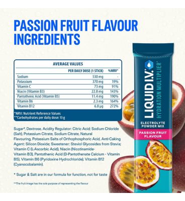 Liquid I.V. Hydration Multiplier Electrolyte Powder Mix Passion Fruit 6 Sachets (2)