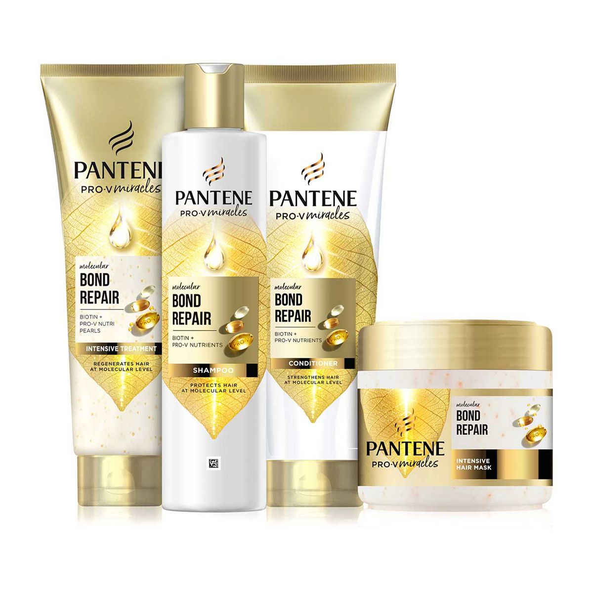 Pantene Molecular Bond Repair Bundle - Shampoo, Hair Conditioner, Deep Conditioning Treatment, Intensive Mask