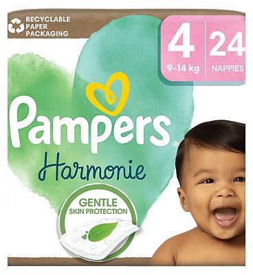 Pampers Harmonie Nappies Size 4, 24 Nappies, 9kg-14kg, Essential Pack