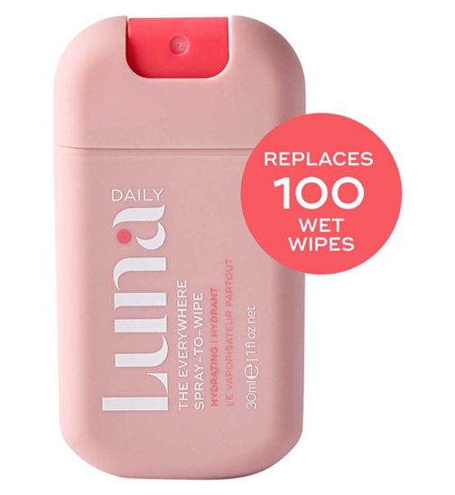 Luna Daily The Mini Everywhere Spray-To-Wipe Hydrating - with prebiotics + Vitamins & Omegas for dry skin