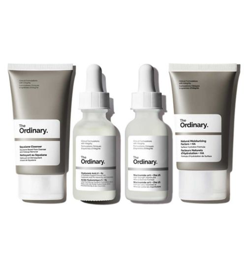The Ordinary Essentials Bundle;The Ordinary Hyaluronic Acid 2% + B5 30ml;The Ordinary Hyaluronic Acid 2% B5 30ml;The Ordinary Natural Moisturizing Factors + HA;The Ordinary Natural Moisturizing Factors HA 30ml;The Ordinary Niacinamide 10% + Zinc 1%;The Ordinary Niacinamide 10% + Zinc 1% 30ml;The Ordinary Squalane Cleanser;The Ordinary Squalane Cleanser 50ml