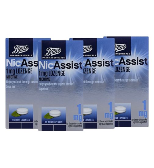 Boots NicAssist 1 mg Lozenges;Boots NicAssist 1mg Lozenges 4 x 96 Bundle;Boots NicAssist Lozenge 1mg Nicotine Mint 96s