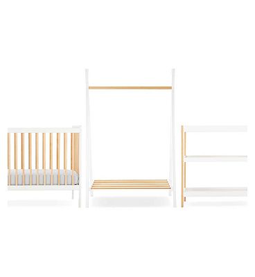 CuddleCo Nola 3 Piece Nursery Furniture Set - White & Natural