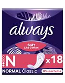 Always Soft Like Cotton Normal Panty Liners, 0% Perfume, 18 Count