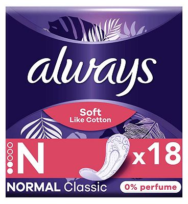 Always Soft Like Cotton Normal Panty Liners, 0% Perfume, x18 Count