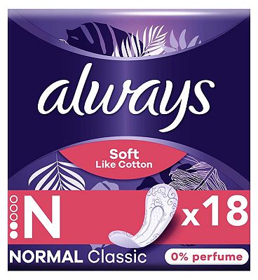 Always Soft Like Cotton Normal Panty Liners, 0% Perfume, 18 Count