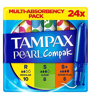 Tampax compak Tampons pearl multi reg, super & Super Plus. 24 Pack