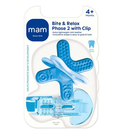 MAM Bite And Relax Teether & Clip Blue 4+M
