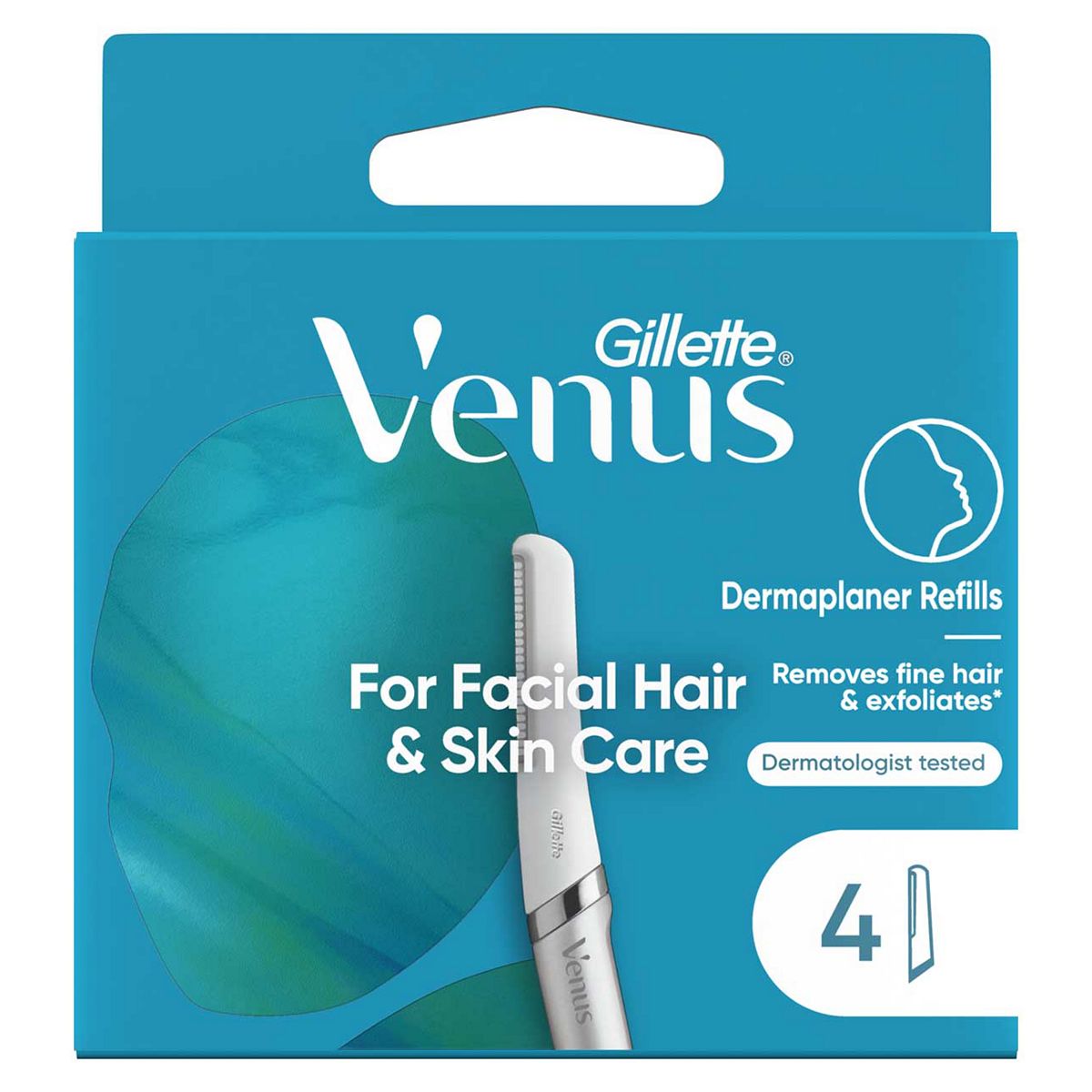 Gillette Venus Dermaplaner Blade Refills, 4 Blades, Dermaplaning Tool For Facial Hair Removal