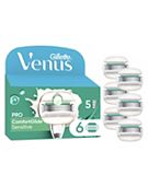 Gillette Venus ComfortGlide 5 Sensitive, 6 Razor Blade Refills