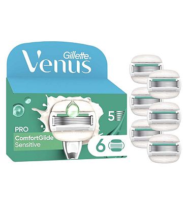 Gillette Venus ComfortGlide 5 Sensitive, 6 Razor Blade Refills