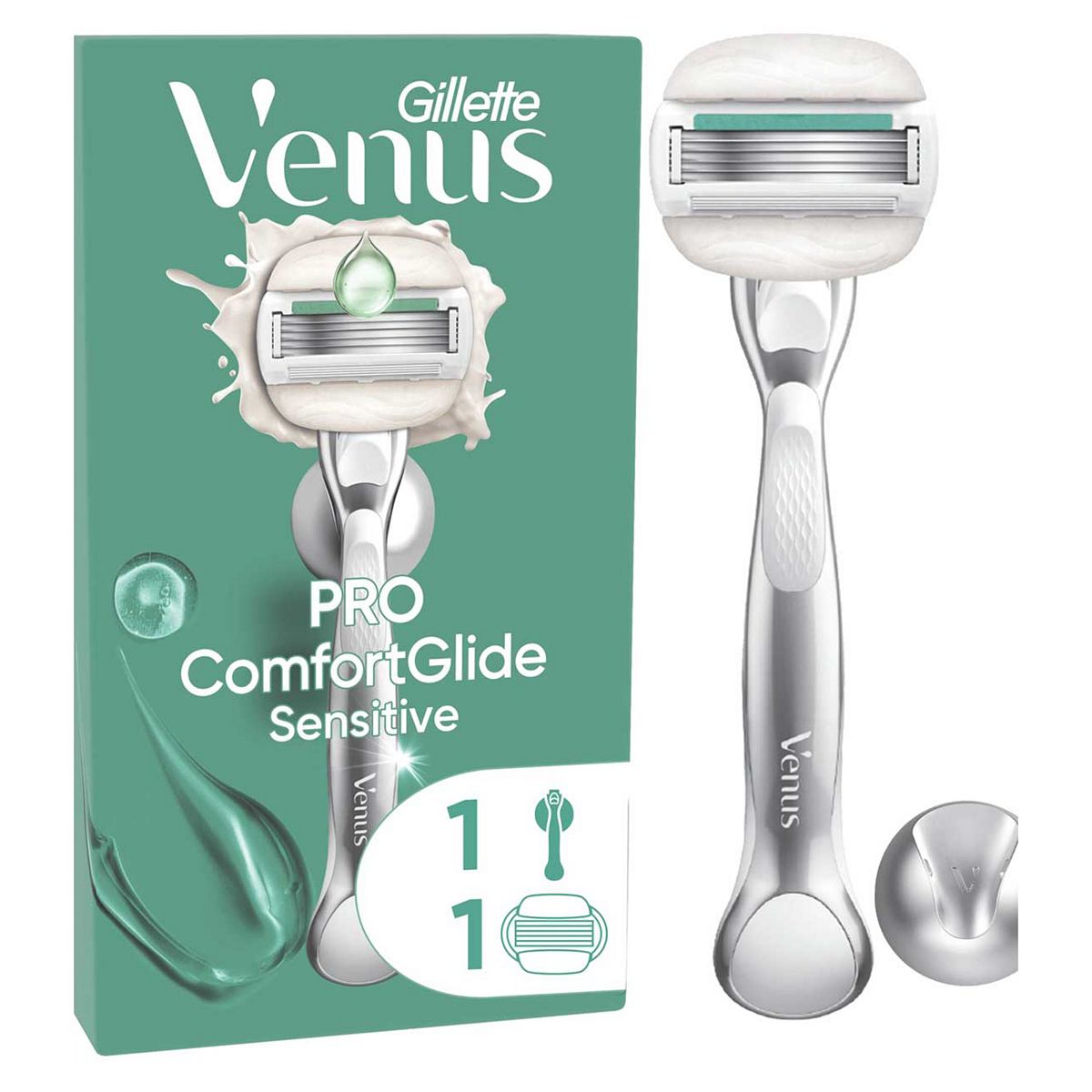 Gillette Venus Razor, Pro Comfortglide Sensitive 5 Blade Women's Razor + Shower Hook