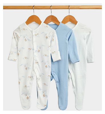 Mothercare My First Woodland Baby Sleepsuits - 3 Pack 12 Months