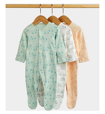 Mothercare Essentials Safari Sleepsuits - 3 Pack 3 - 6 Months