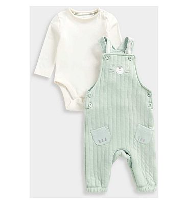 Mothercare My First Quilted Dungarees and Bodysuit Set 3 - 6 Months