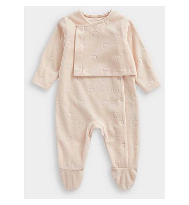 Mothercare Bunny Velour Mock Wrap Front All In One 3 - 6 Months