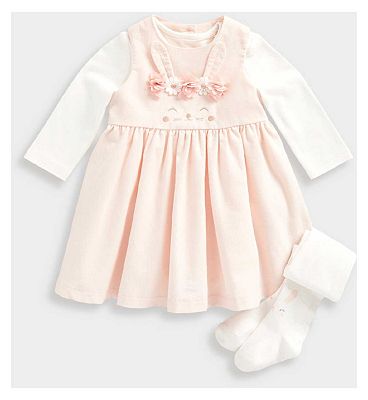 Mothercare My First Cord Pinny, Bodysuit and Tights Set 6 - 9 Months