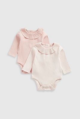 Mothercare Pink Ribbed Bodysuits 2 Pack 6-9 Months