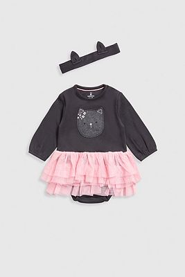 Mothercare Halloween Cat Bodysuit and Headband Set 1 - 3 Months