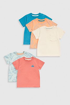 Mothercare Dinosaur T-Shirts - 5 Pack 3 - 4 Years