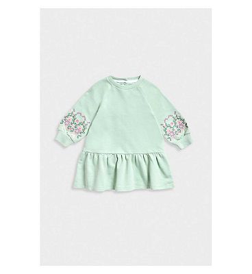 Mothercare Green Embroidered Sweat Dress 2 - 3 Years