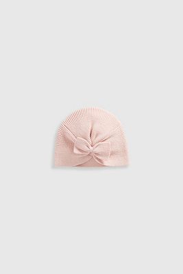 Mothercare Pink Knitted Turban Baby Hat 12 Months