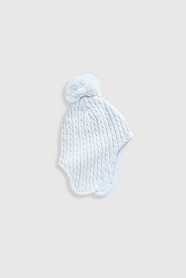 Mothercare Blue Knitted Trapper Baby Hat 1 - 3 Months