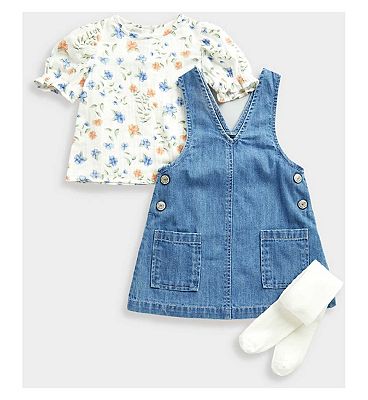 Mothercare Denim Pinny, Blouse and Tights Set 4 - 5 Years