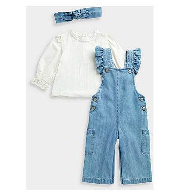 Mothercare Denim Dungarees, Blouse and Headband Set 4 - 5 Years