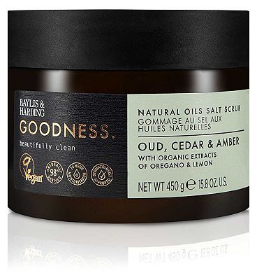 Baylis & Harding Goodness Oud, Cedar & Amber Natural Salt Scrub 450G