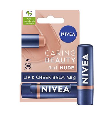 NIVEA 3in1 Caring Beauty Lip & Cheek Balm Nude, 4.8g