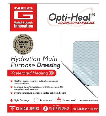 Click to view product details and reviews for Neo G Opti Heal Hydration Multi Purpose Wound Dressing 8x10cm 3 Pack.