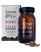 Grass & Co. BIOME Chaga Mushrooms with Turmeric + Ginger, 60 Vegan Capsules