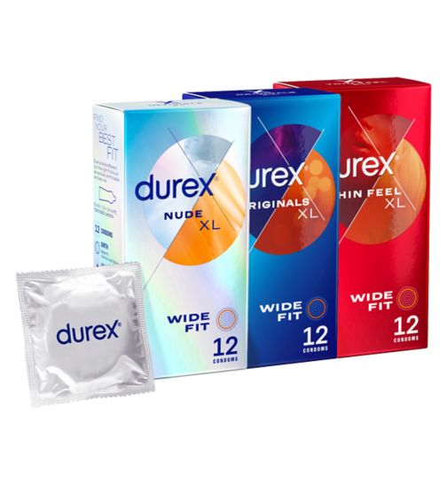 Durex Nude Wide Fit Condoms - 12 Pack;Durex Thin Feel XL Condoms More Sensitivity - Wide Fit - 12 pack;Durex Thin Feel condoms XL wide fit 12s;Durex Wide Fit Bundle;Durex X-Large Comfort Condoms 12s;Durex XL Comfort Condoms - 12 Pack;Durex nude condoms wide fit 12s