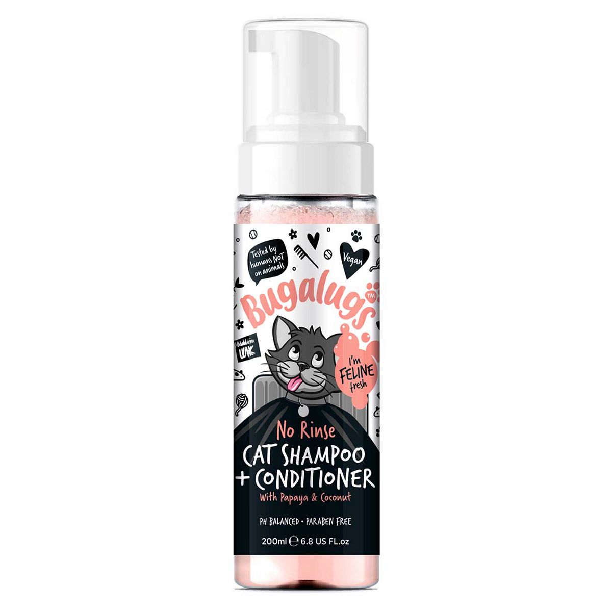 Bugalugs Cat No Rinse Shampoo200 ml, 200ml