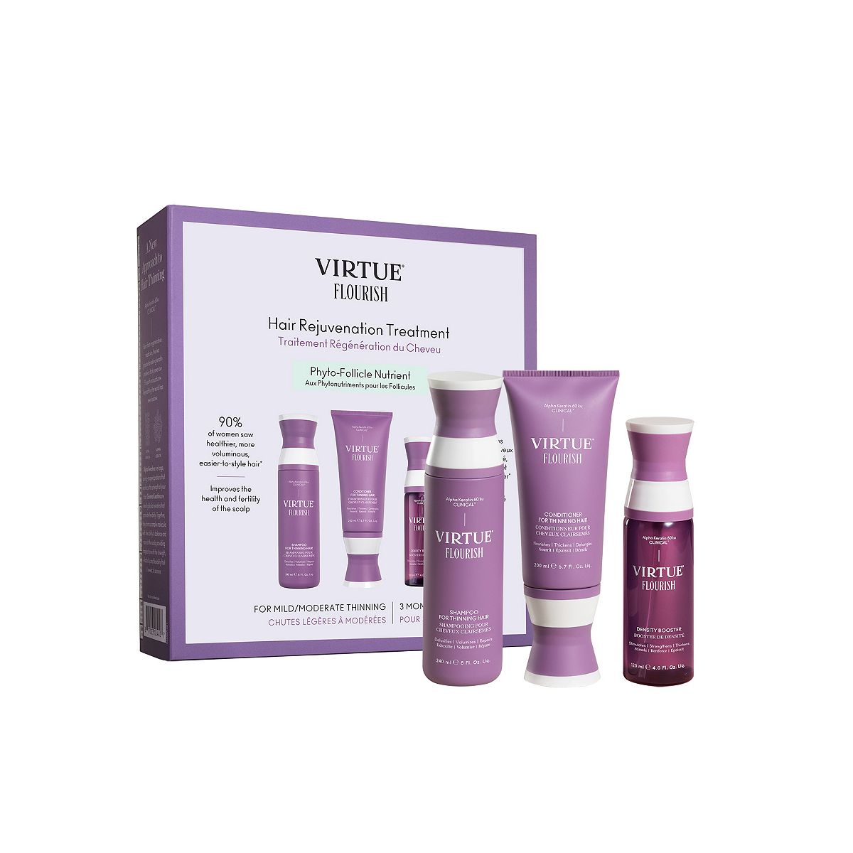 Virtue Hair Rejuvenation Treatment Kit (Phyto-Follicle Nutrient) Full Size, 90 Day (Intl)
