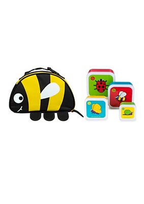 Tum Tum Insulated Lunch Bag, Tum Tum Flip Top Water Bottle and Tum Tum Nesting (Set of 4) Snack Pots