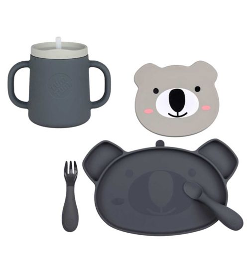 Tum Tum Silicone Weaning Set and Tum Tum Silicone 3 Way Sippy Cup - Kev Koala