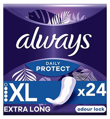Always Daily Protect Extra Long Panty Liners, Odour Lock, x24 Count