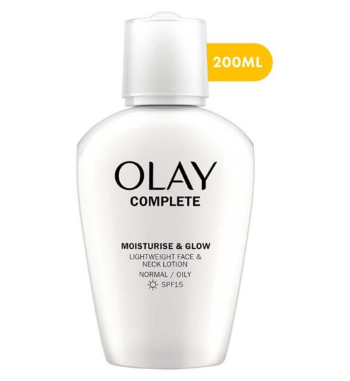 Olay Complete Moisturise & Glow Face and Neck Lotion Sensitive SPF15 200ml