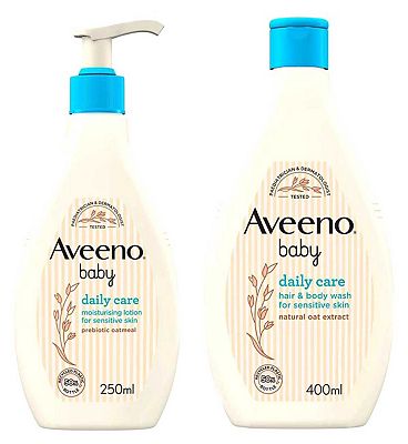Aveeno Baby Daily Care Moisturising Lotion and Hair & Body Wash Bundle