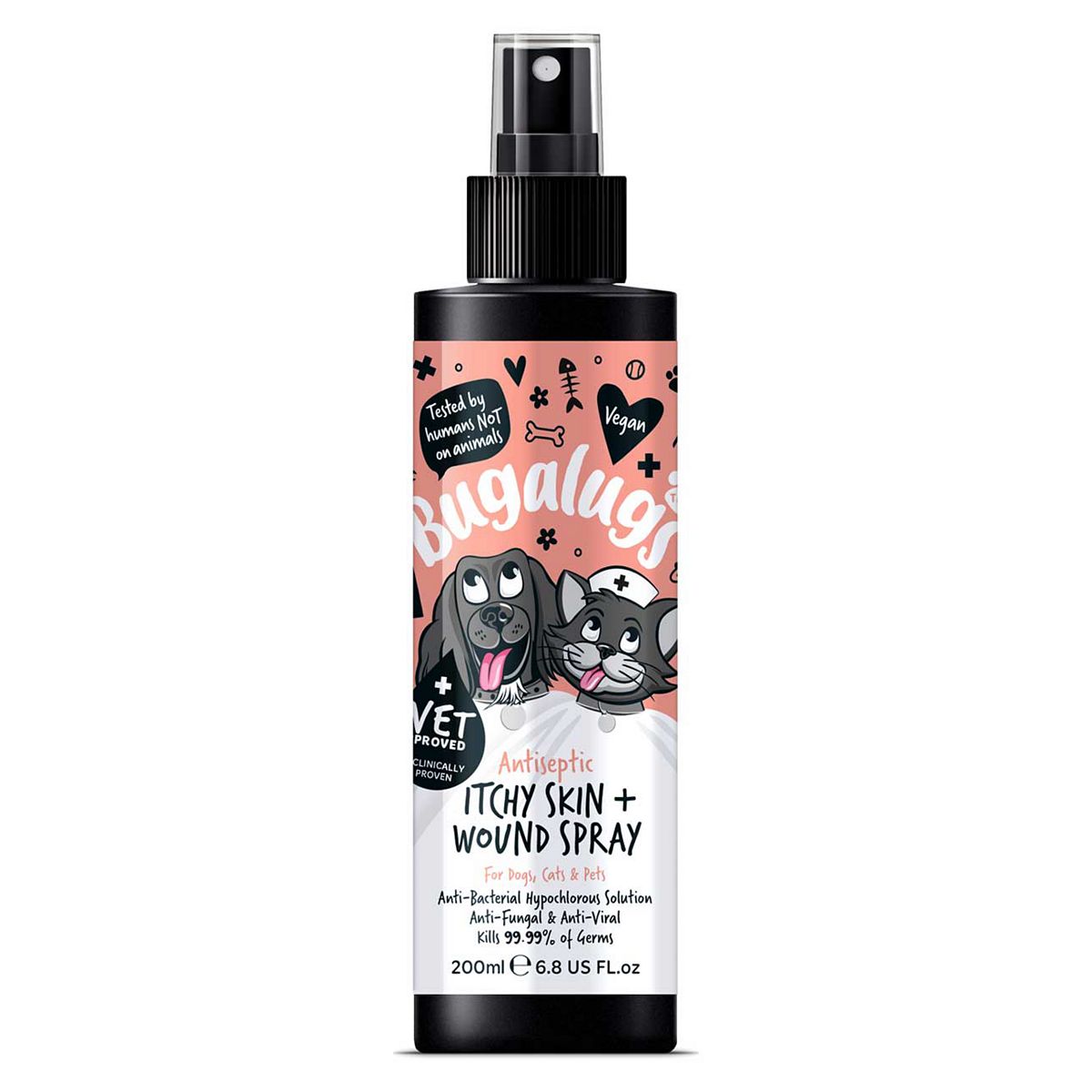 Bugalugs Antiseptic Itchy Skin & Wound Spray200 Ml For Dogs Cats, 200Ml