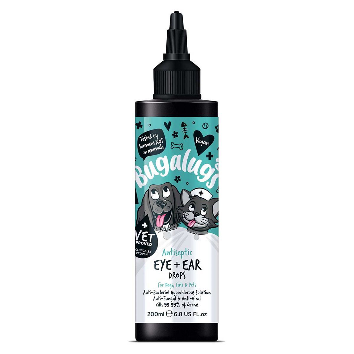 Bugalugs Antiseptic Ear & Eye Drop200 Ml For Dogs Cats, 200Ml