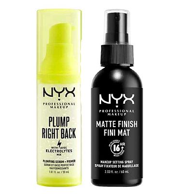 Click to view product details and reviews for Nyx Professional Makeup Matte Setting Spray And Plump Right Back Primer Serum.