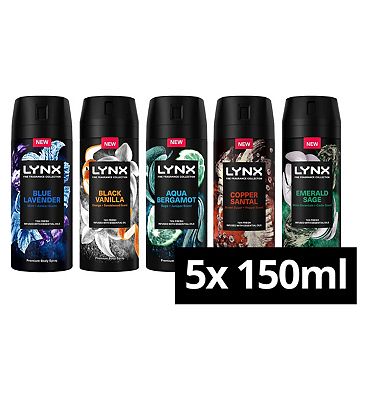 Lynx Fine Fragrance Collection Premium Deodorant Bodyspray 5x 150ml