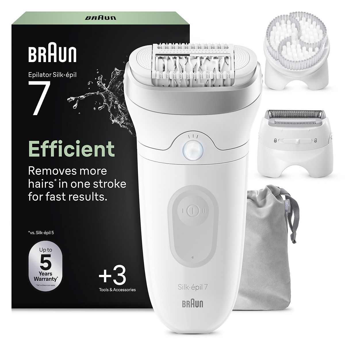 Braun Silk-Épil 7 Epilator Wet & Dry 40 tweezers Pink, White 7-060