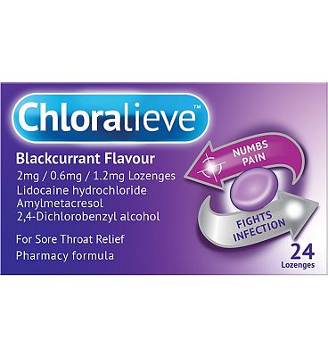 Chloralieve Blackcurrant Flavour 2mg / 0.6mg / 1.2mg lozenges - 24 Lozenges